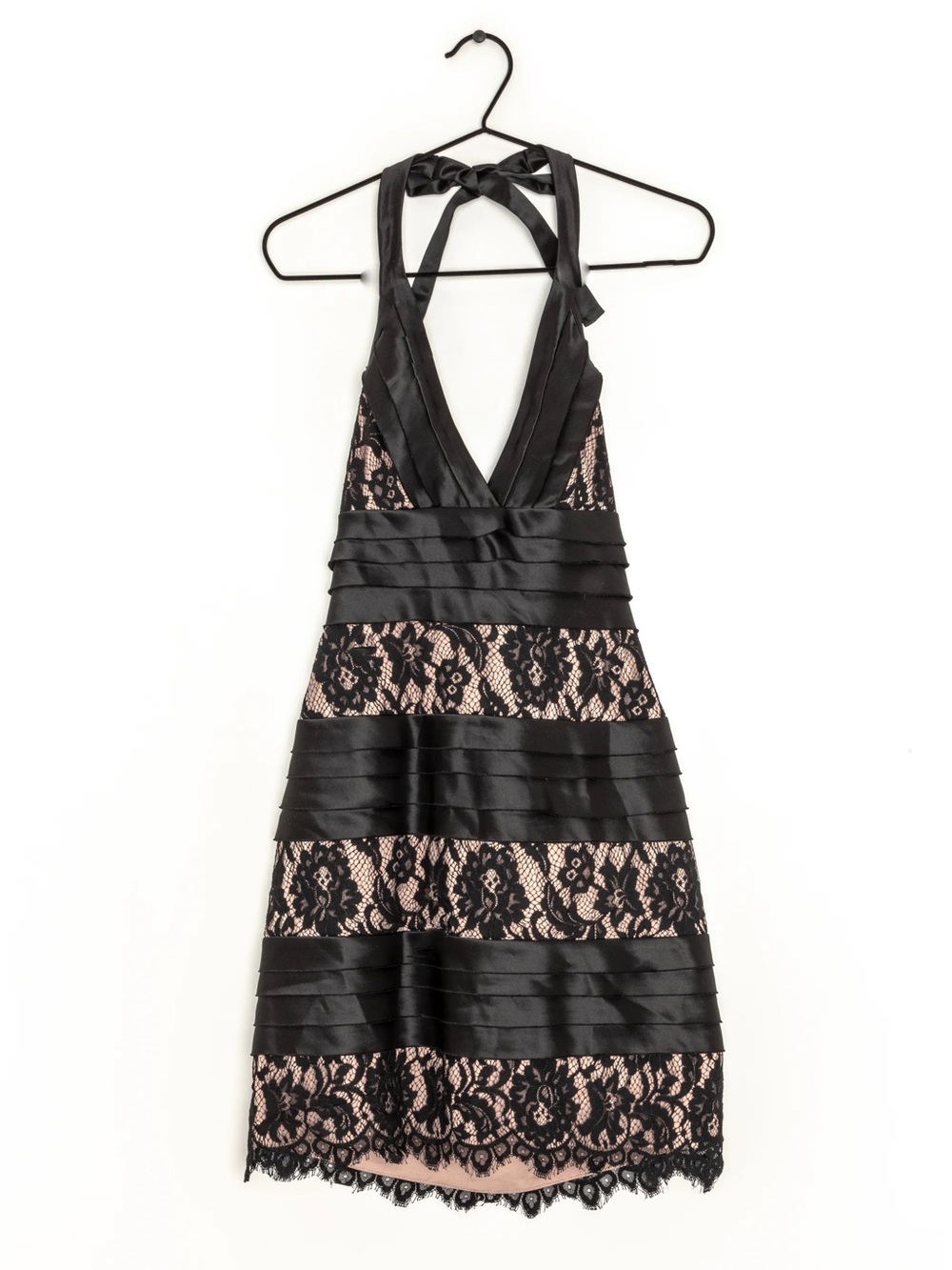 BCBGMaxAzria Black Lace Halter Mini Dress